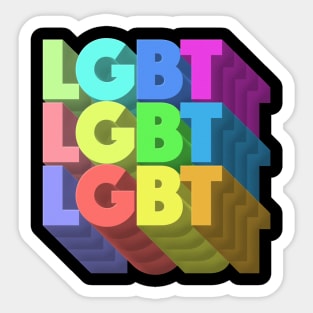 LGBT 70s Retro Style 3D Rainbow Block Design Sticker